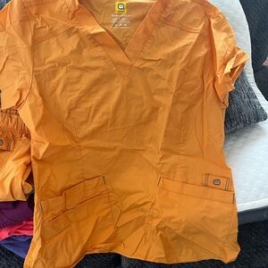 WonderWink V-Neck Orange Scrub Top